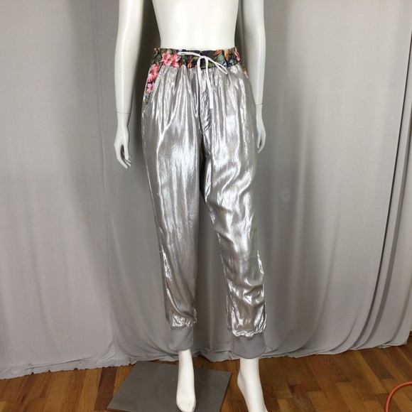 Yohji Yamamoto Pants - Y-3 silver metallic pants joggers Yohji Yamamoto